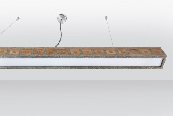 Pendellampe aus Beton | Stilhand | Fabricius | Quadratringe Eiche