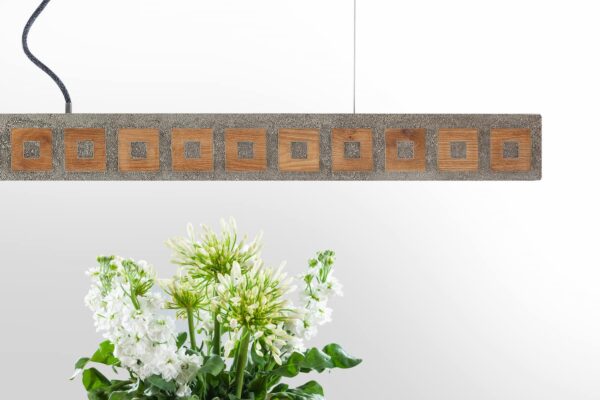 Hängelampe aus Beton | Stilhand | Fabricius | Quadratringe Eiche